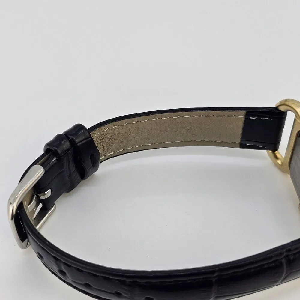 Nine West Women's Watch‎ 20MM White Dial New Black Leather Bands New Battery